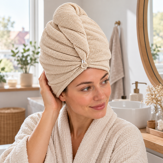 Microvezel haartulband met knoop en lus - Beige