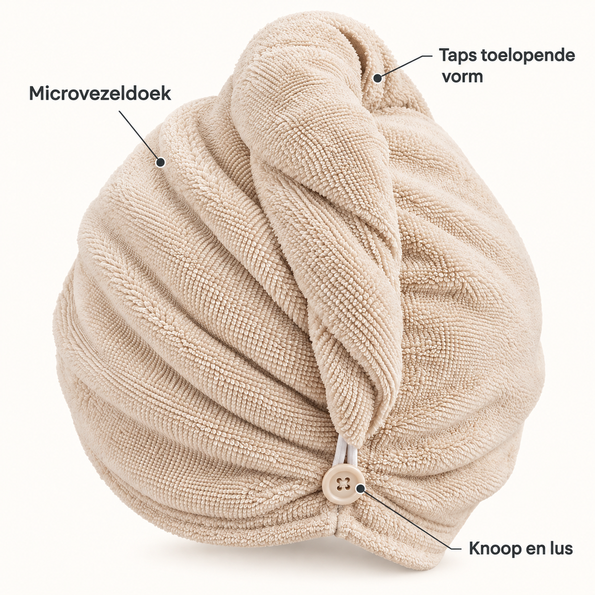 Microvezel haartulband met knoop en lus - Beige