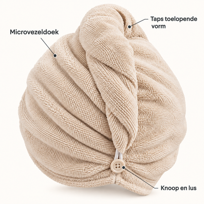 Microvezel haartulband met knoop en lus - Beige