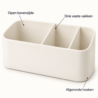 Badkamerorganizer met drie vaste vakken - Gebroken wit