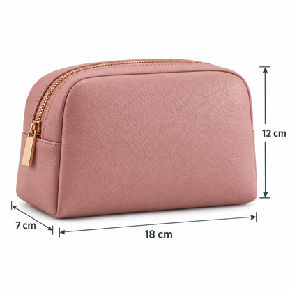 Compact make-uptasje van PU met rits - Oudroze
