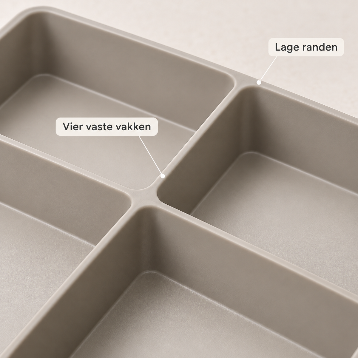 Ladeorganizer met vier vaste vakken - Warmgrijs