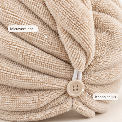 Microvezel haartulband met knoop en lus - Beige